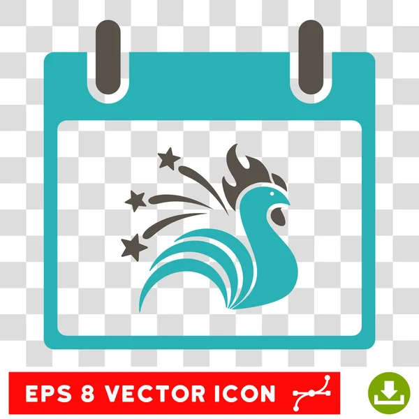 Calendário Rooster Sparkle Dia Eps Vector Ícone — Vetor de Stock