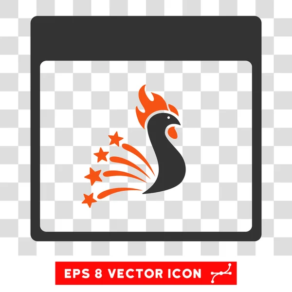 Festive Rooster Calendar Page Eps Vector Icon — Stock Vector