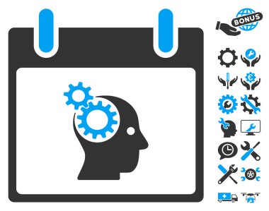 Bonus ile beyin Gears takvim gün vektör simgesi