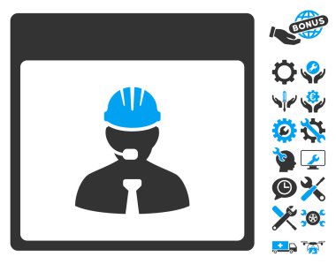 Bonus ile mühendis takvim gün vektör simgesi