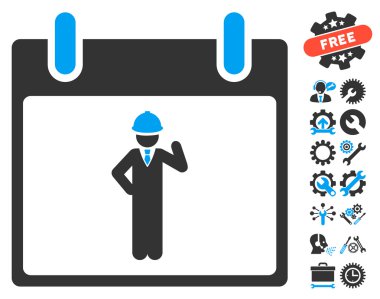 Bonus ile mühendis takvim gün vektör simgesi