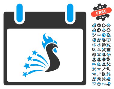 Bonus ile şenlikli horoz takvim gün vektör simgesi