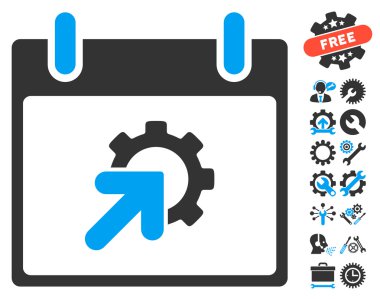 Bonus ile dişli Tümleştirme takvim gün vektör simgesi
