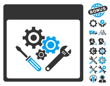 Vites araçlar ile Bonus sayfa vektör simge takvim