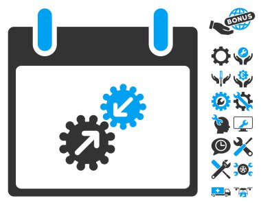 Gears entegrasyonu takvim gün vektör simge Bonus ile
