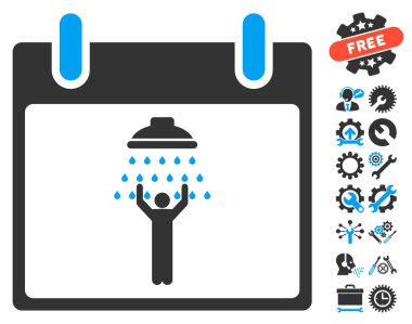 Bonus ile adam duş takvim gün vektör simgesi