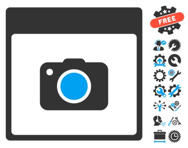 Fotoğraf kamera takvim sayfası vektör simgesi Bonus ile