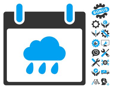 Bonus ile yağmur bulutu takvim gün vektör simgesi