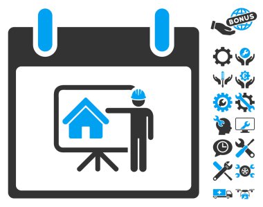 Bonus ile gayrimenkul geliştirici takvim gün vektör simgesi