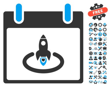 Roket Başlat takvim sayfası vektör simgesi Bonus ile