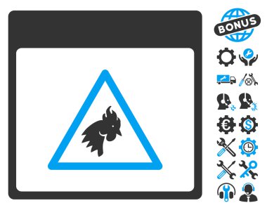 Bonus ile horoz tehlike takvim sayfası vektör simgesi