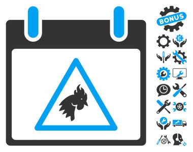 Takvim gün vektör simge Bonus ile uyarı horoz