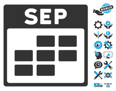 Bonus ile Eylül takvim kılavuz vektör simgesi