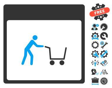 Bonus ile alışveriş sepeti takvim sayfası vektör simgesi