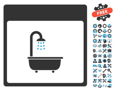 Bonus ile duş takvim sayfası vektör simgesi