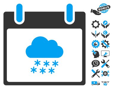 Bonus ile kar bulut takvim gün vektör simgesi