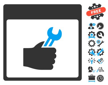 Anahtar hizmet el takvim sayfası vektör simgesini Bonus ile