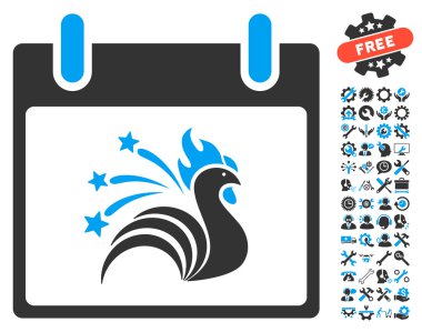 Bonus ile ışıltı horoz takvim gün vektör simgesi