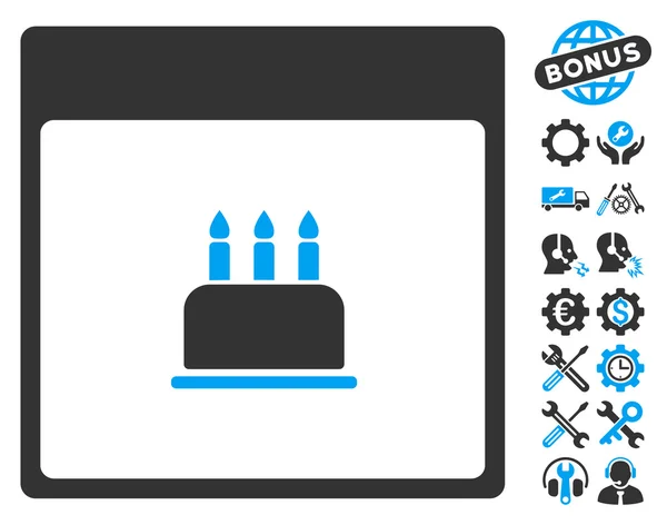 Birthday Cake Calendar Page Vector Icon With Bonus — Stock Vector