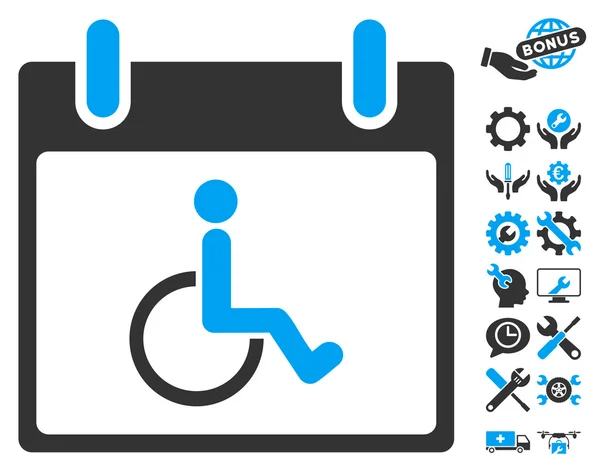 Persona con discapacidad Calendario Día Vector icono con bono — Vector de stock