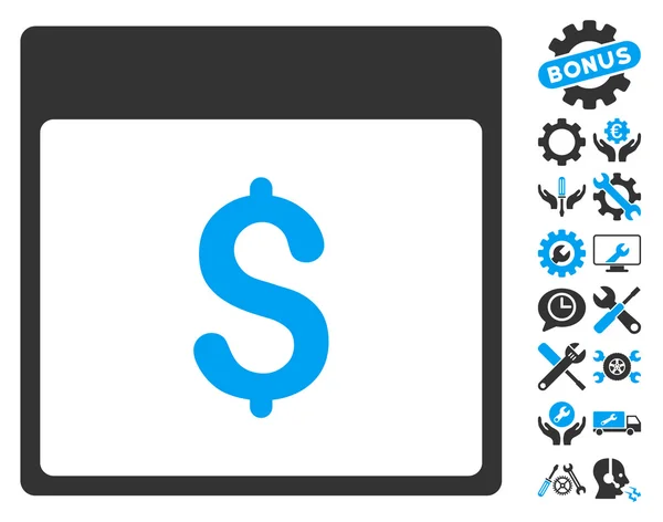 Dólar Moneda Calendario Página Vector Icono con Bono — Vector de stock