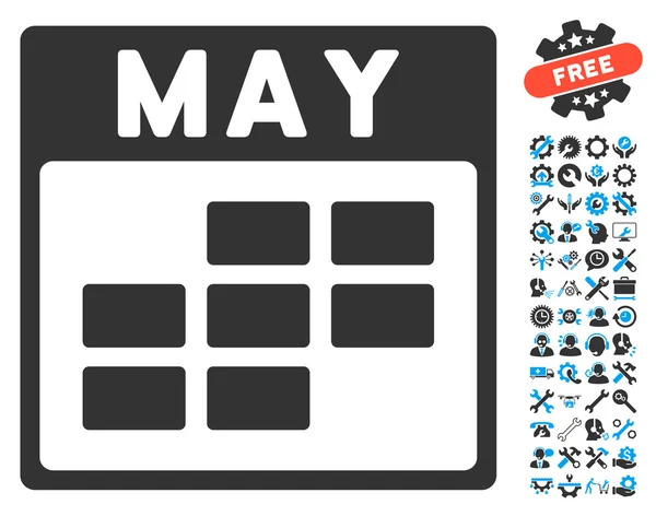 Május Calendar rács Vector Icon bónusz — Stock Vector