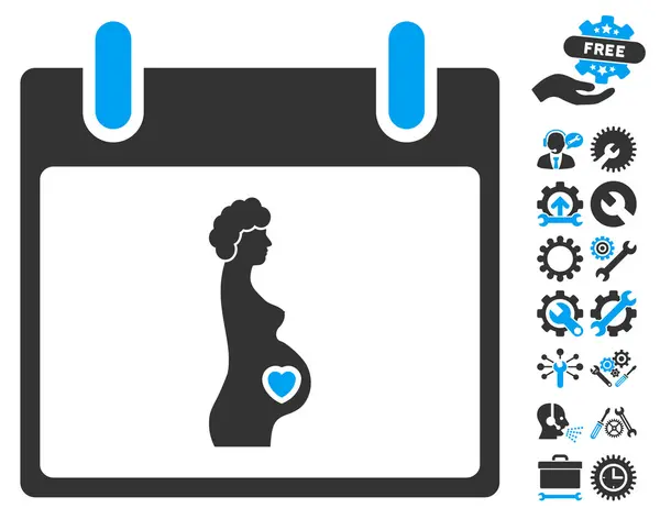 Femme enceinte calendrier jour vectoriel icône avec bonus — Image vectorielle