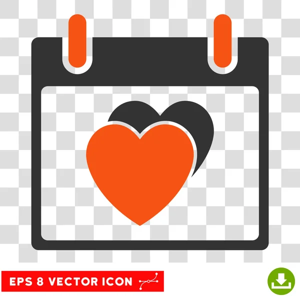 Hearts Calendar Day Eps Vector Icon — Stock Vector