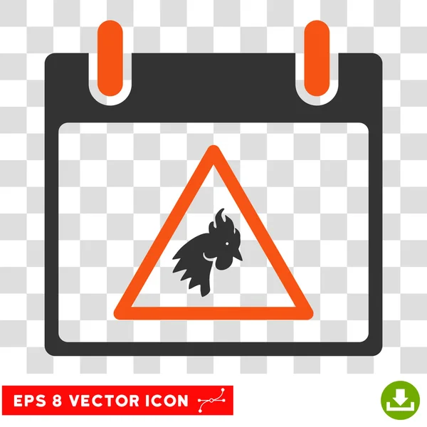 Rooster Warning Calendar Day Eps Vector Icon — Stock Vector