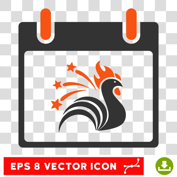 Sparkle Rooster Calendar Day Eps Vector Icon — Stock Vector