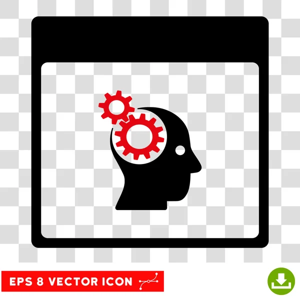 Brain Wheels Calendar Page Eps Vector Icon — Stock Vector