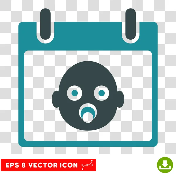 Calendário de cabeça de bebê Dia Eps Vector Icon — Vetor de Stock