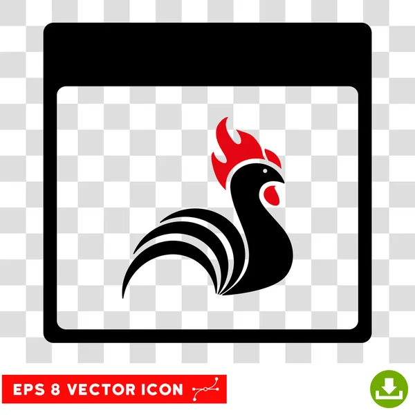 Rooster Calendar Page Eps Vector Icon — Stock Vector
