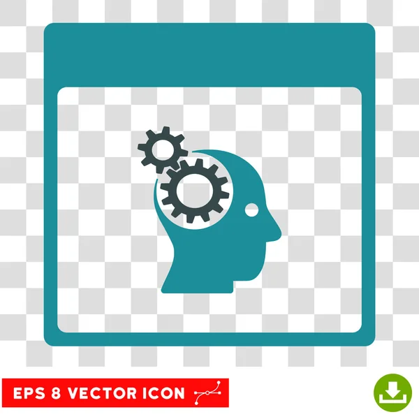 Brain Wheels Calendar Page Eps Vector Icon — Stock Vector