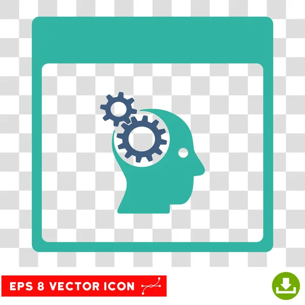 Brain Wheels Calendar Page Eps Vector Icon — Stock Vector