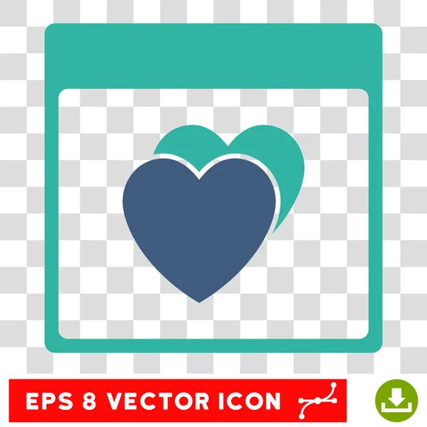 Hearts Calendar Page Eps Vector Icon — Stock Vector