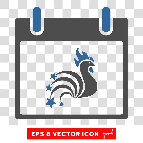 Rooster Fireworks Calendar Day Eps Vector Icon — Stock Vector