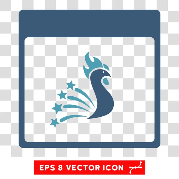 Festive Rooster Calendar Page Eps Vector Icon — Stock Vector