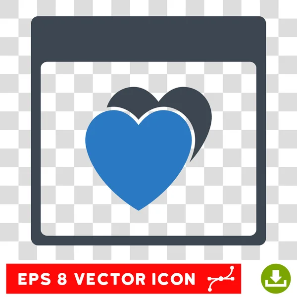 Hearts Calendar Page Eps Vector Icon — Stock Vector