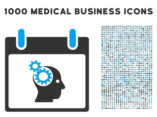 Иконка Дня Календаря Brain Gears с 1000 символов медицинского бизнеса — стоковый вектор