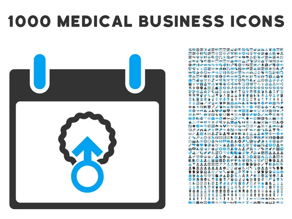 Иконка дня проникновения клеток с 1000 символами медицинского бизнеса — стоковый вектор
