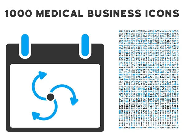 Икона "День календаря циклонов" с 1000 символами медицинского бизнеса — стоковый вектор