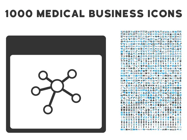 Иконка на странице календаря с 1000 символами медицинского бизнеса — стоковый вектор