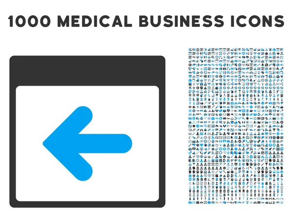 Ícone do dia do calendário anterior com 1000 símbolos de negócios médicos — Vetor de Stock