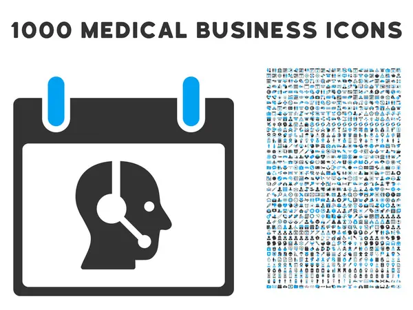 Икона "День оператора" с 1000 символами медицинского бизнеса — стоковый вектор