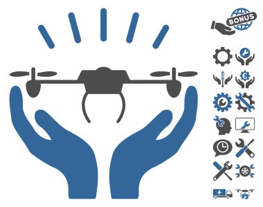 Drone Fırlatma Eller Vektör Simgesi Araçlar Bonus ile