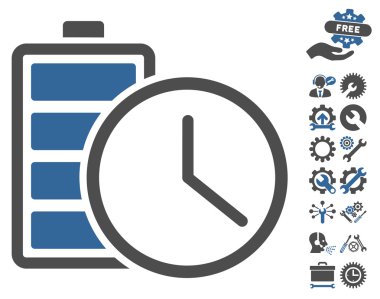 Araçlar bonusu ile Pil Zamanı Vektör Simgesi