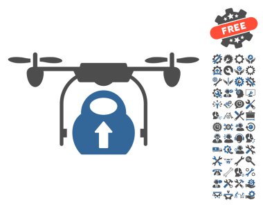 Araçlar bonus ile yük kargo drone vektör simgesi