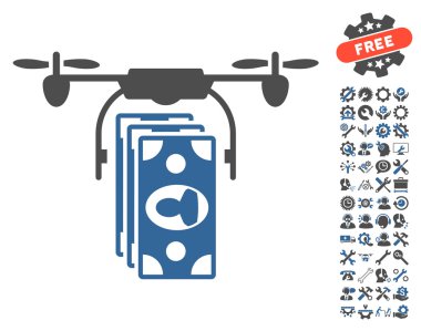 Drone Banknotlar Ödeme Vektör Simgesi Araçları Bonus ile
