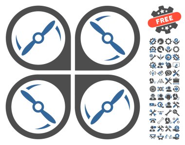 Quadcopter Vidalar Rotasyon Vektör Simgesi Araçları Bonus ile